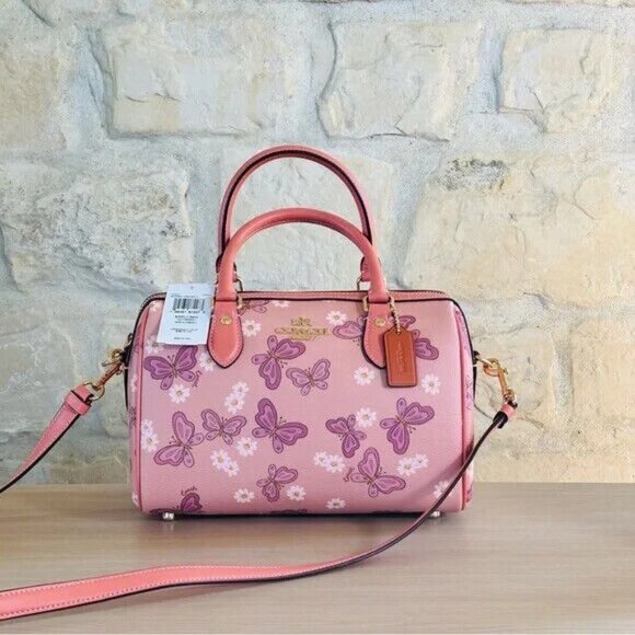 COACH ROWAN SATCHEL IN SIGNATURE CANVAS BUTTERFLIES PRINT /Wallet option NWT - Picture 11 of 15